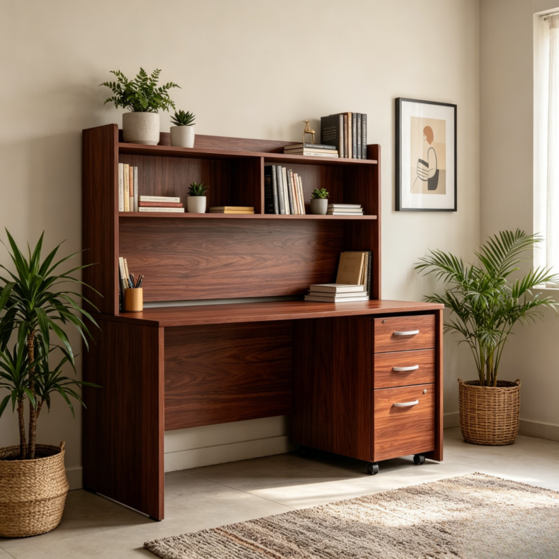 Modern Expandable Wooden Desk Hutch Mobile Filing